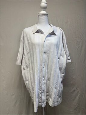 Men’s Relaxed White Button-Front Knit Cardigan